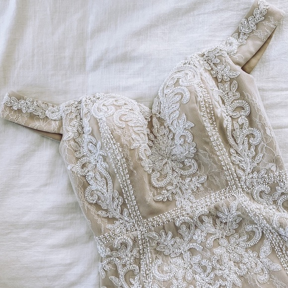 Lulus Dresses & Skirts - Lulus Luxe Promised Love White Beaded Lace Off-the-Shoulder Maxi Dress